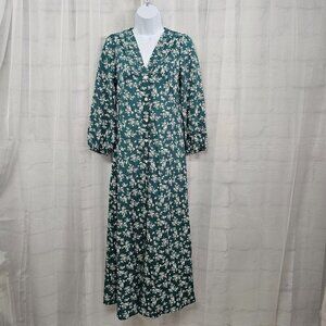 NWT NXH Green Floral Maxi Dress Boho Cottagecore Festival M